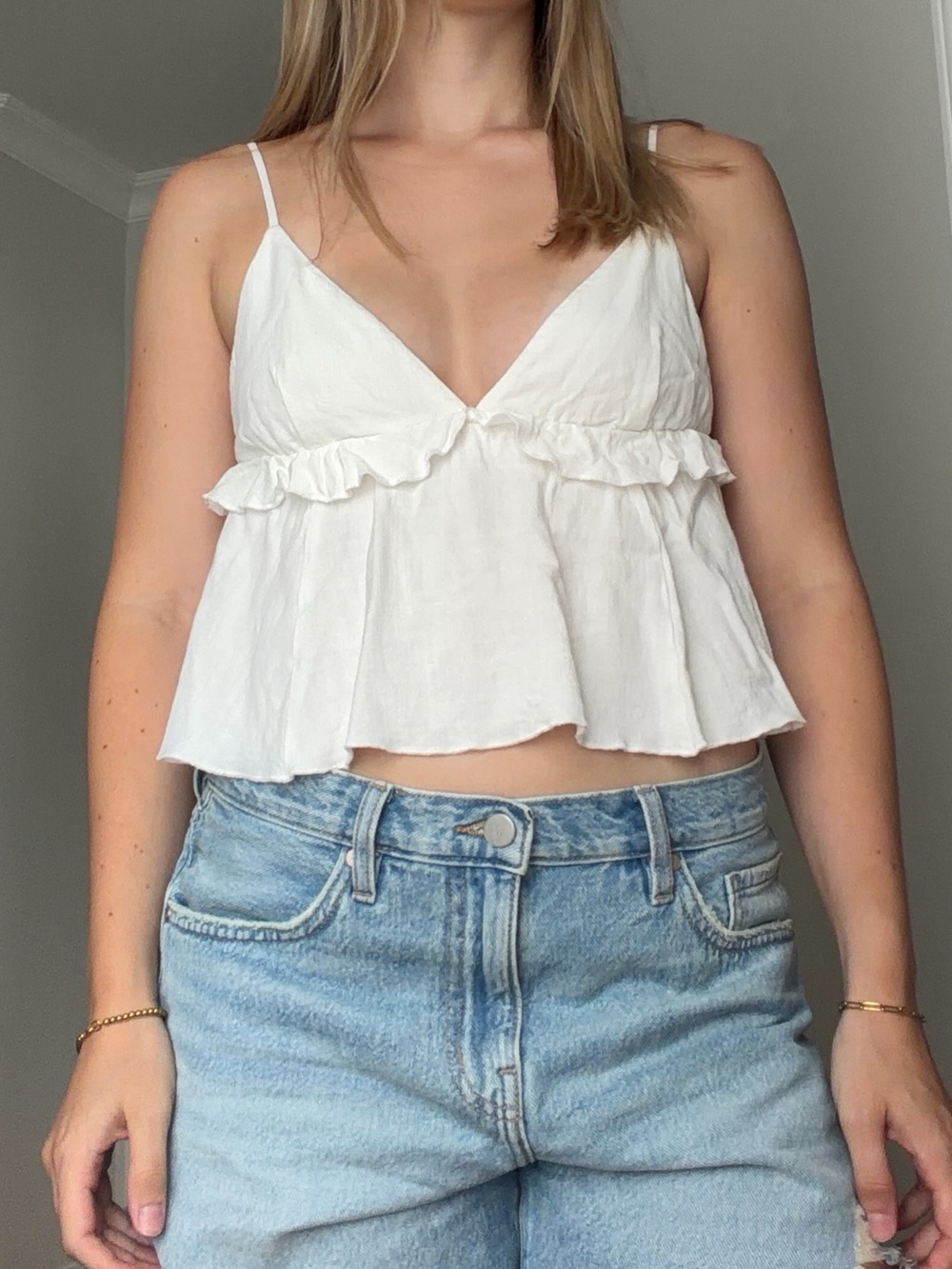 Flowy white linen top